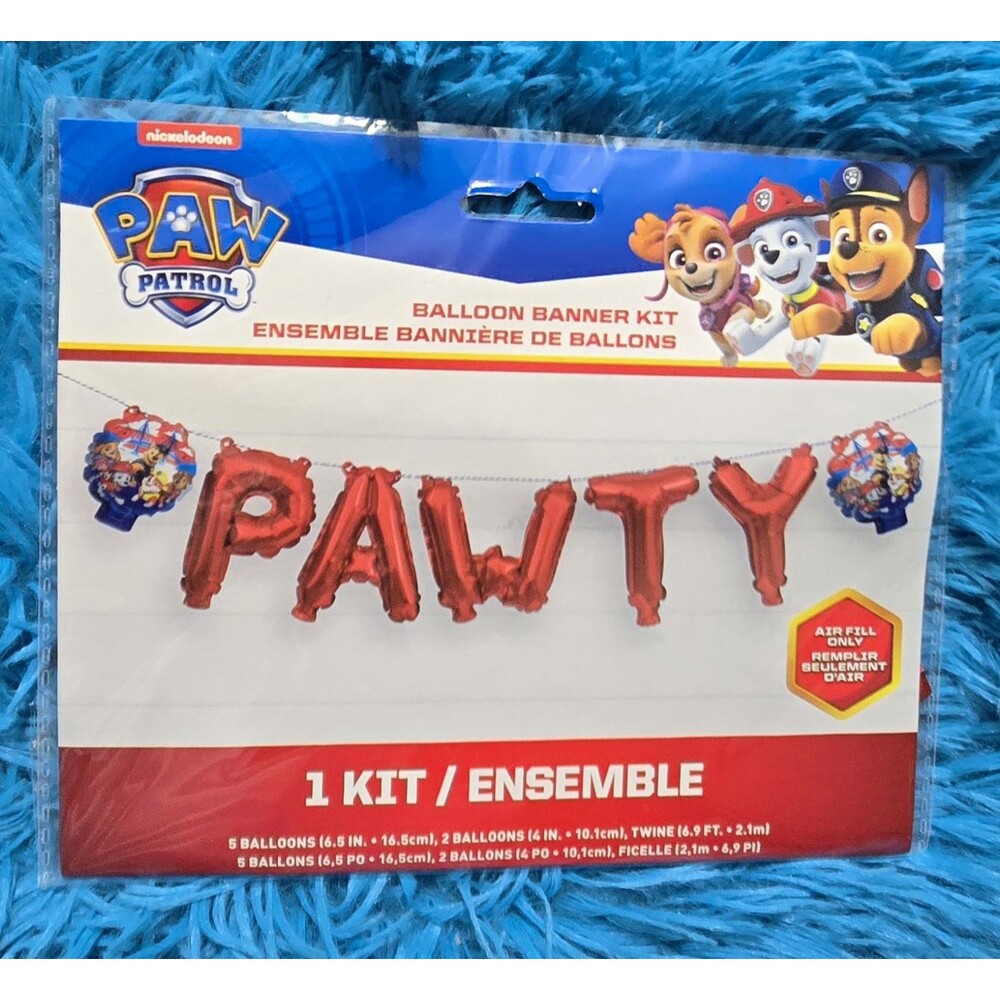 Unique PAW Patrol "PAWTY" Air-Fill Foil Letter Balloon Banner Kit Red 1 Kit
